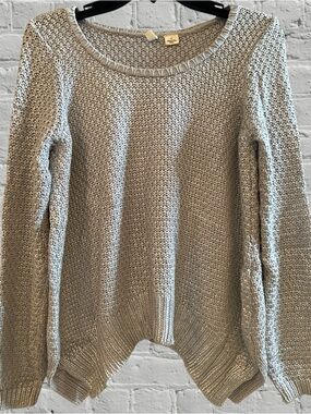 Womens Anthropologie Moth Sweater Metallic Threads Silver Loose Knit Small P